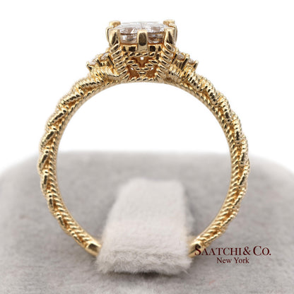 Judith Ripka 14K (585) Yellow Gold Natural Diamond Square Illusion Band Ring