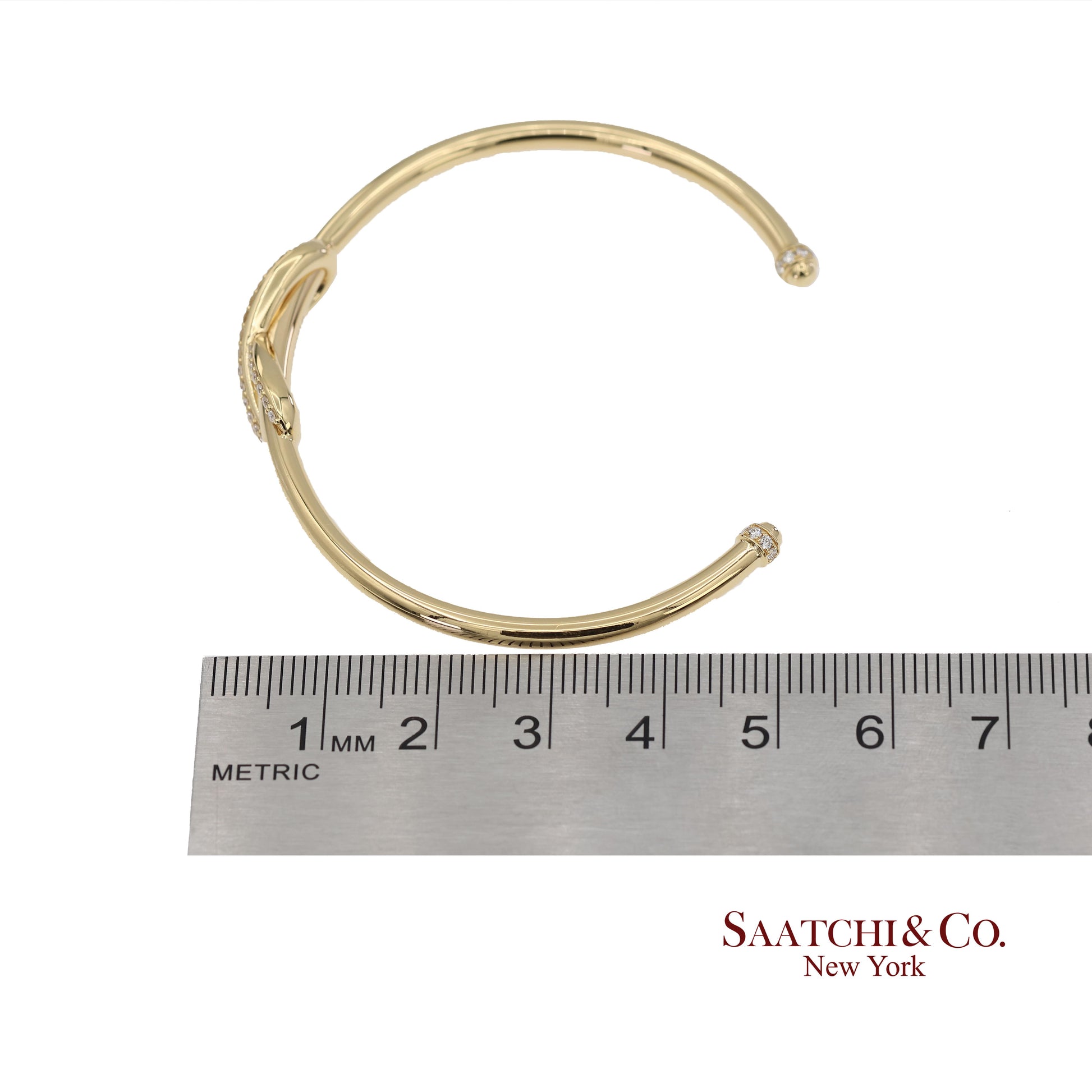 Tiffany & Co. Infinity Cuff 18K 750 Yellow Gold Natural Diamond Bangle Bracelet