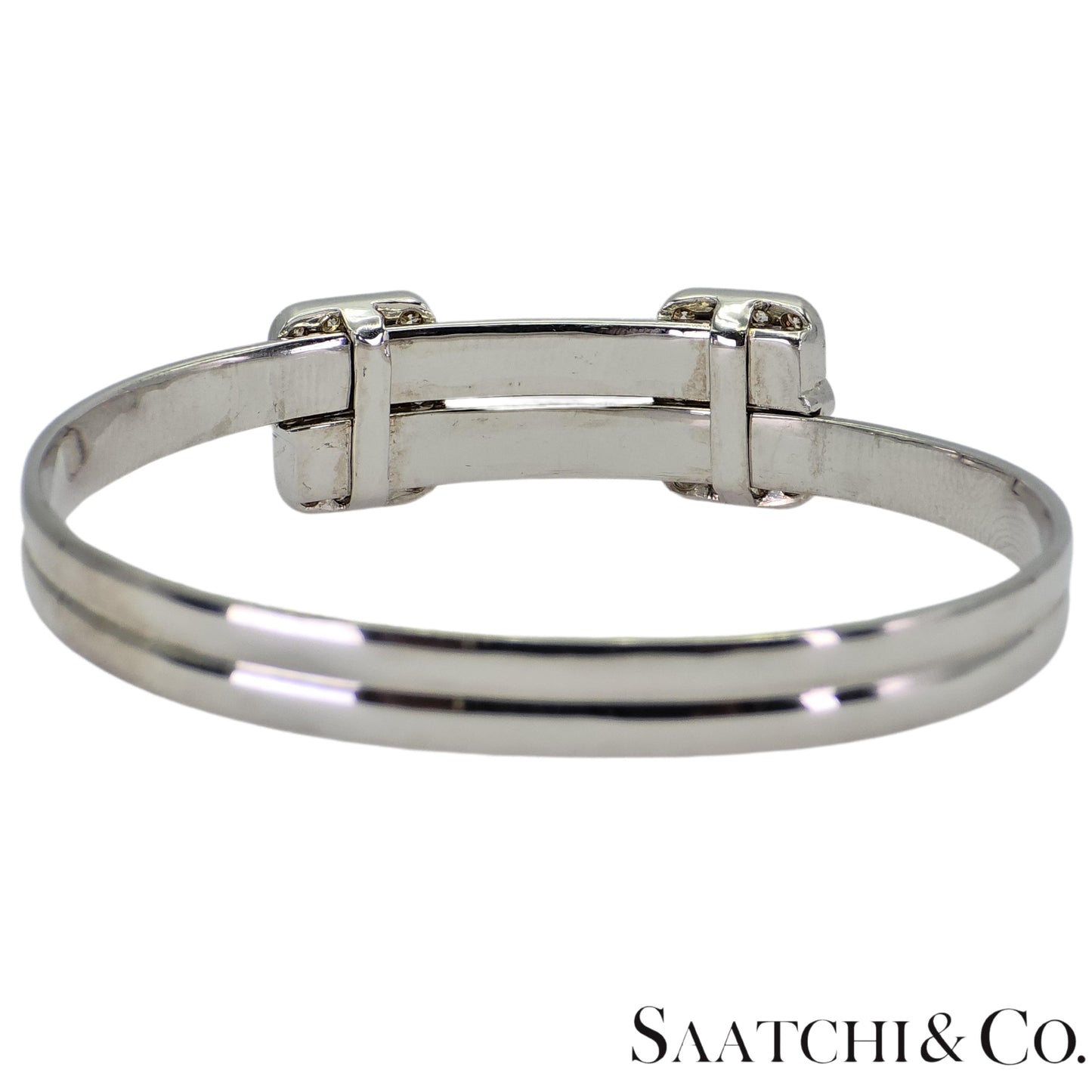 18K (750) White Gold Adjustable Bangle Natural White VVS-VS Diamond