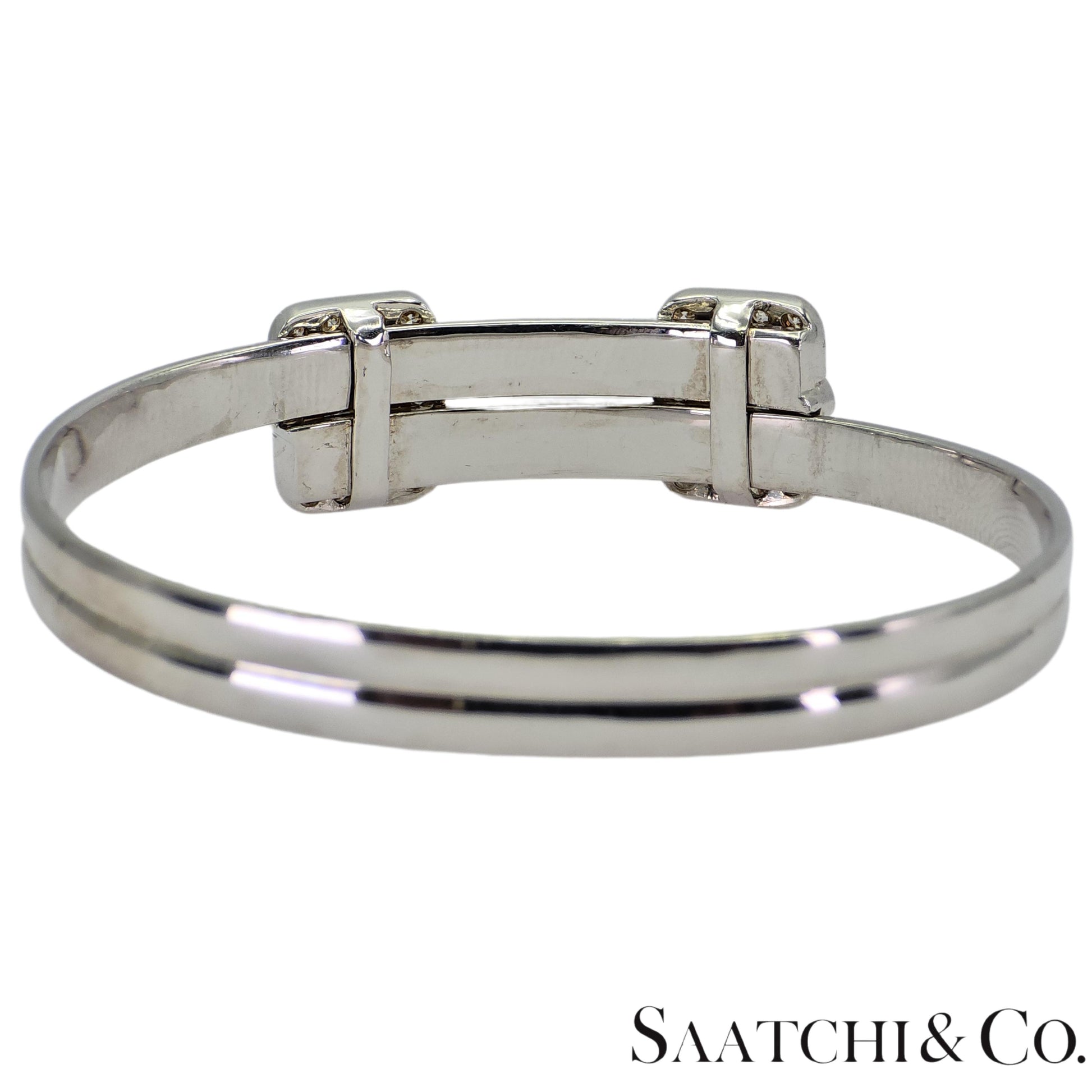 18K (750) White Gold Adjustable Bangle Natural White VVS-VS Diamond