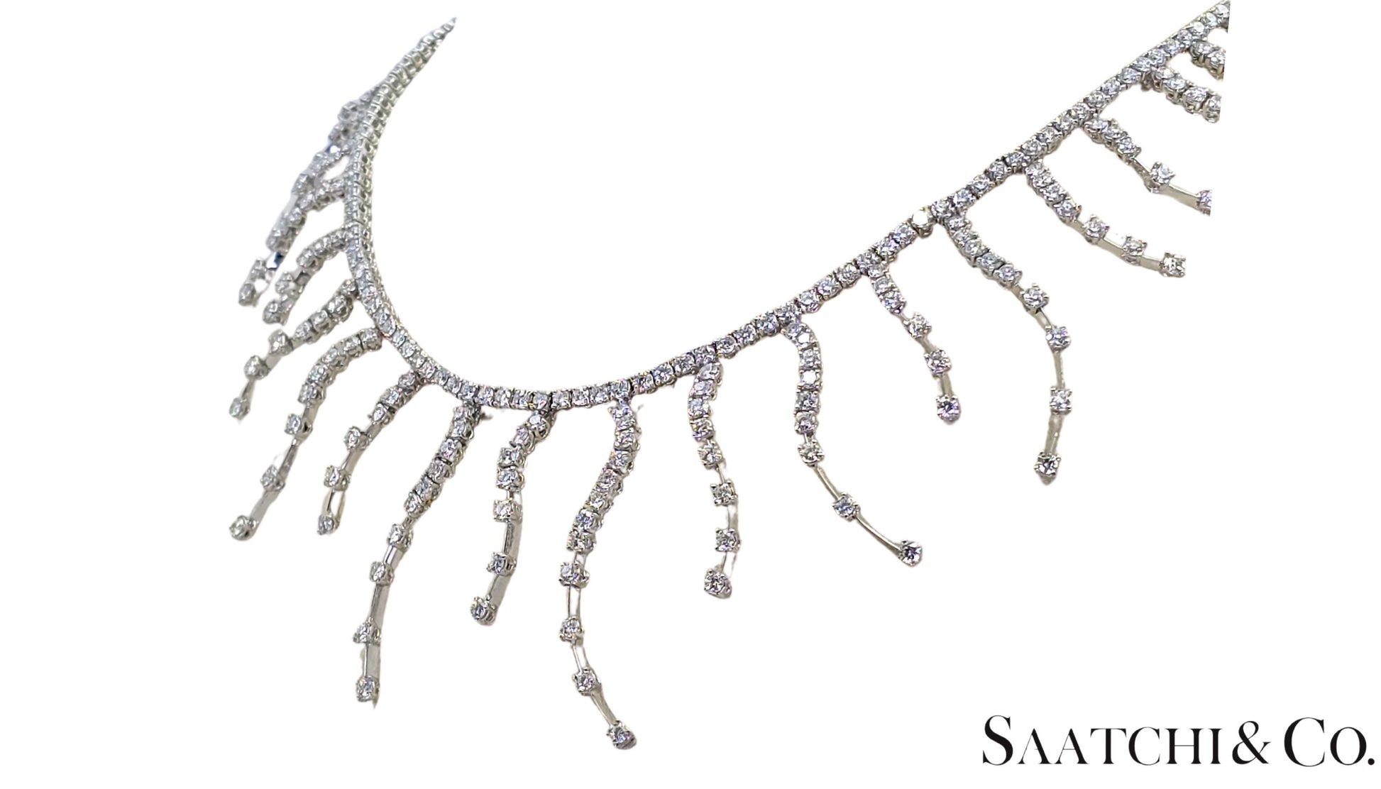 18K (750) White Gold - 12.60 Ct Natural Diamond -VVS: Necklace