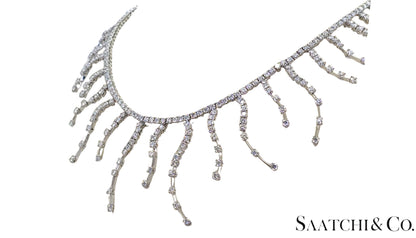 18K (750) White Gold - 12.60 Ct Natural Diamond -VVS: Necklace