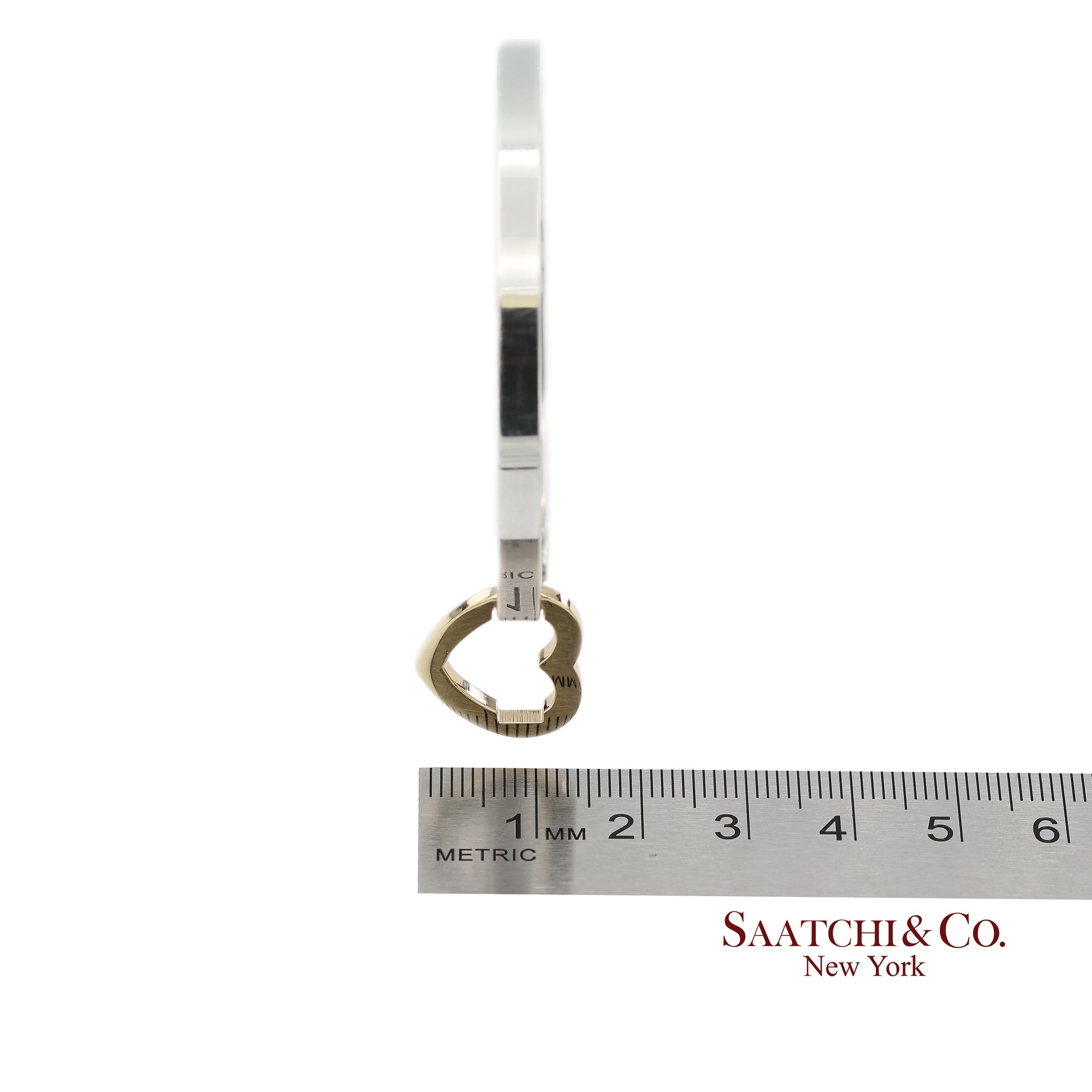 18K(750) Yellow Gold and Tiffany & Co 925 Sterling Silver Heart Bangle Bracelet