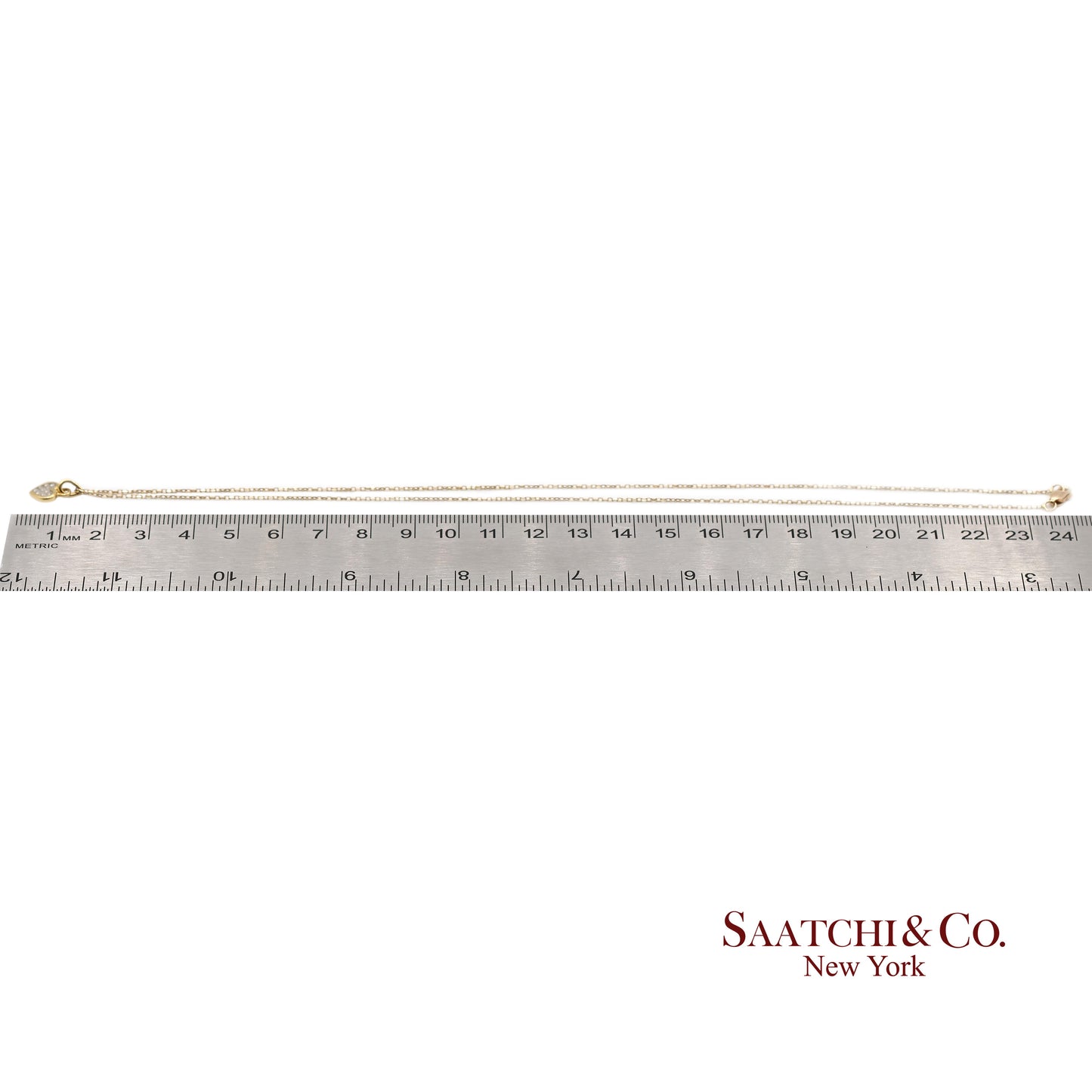 18K Natural Diamond Heart Shape Pendant with 14K Yellow Gold Chain