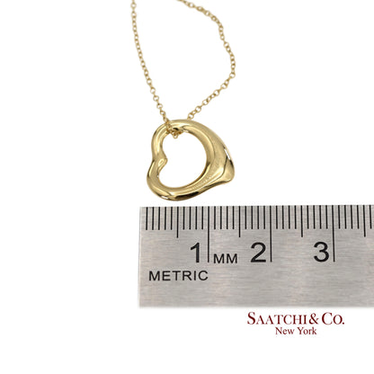 Tiffany & Co. Elsa Peretti 18K 750 Yellow Gold Open Heart Pendant Necklace