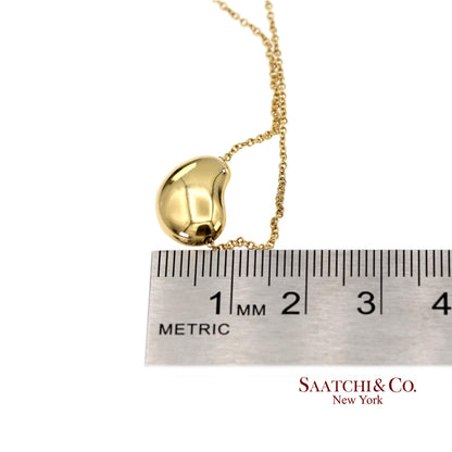 Tiffany&Co. Elsa Peretti 18K 750 Solid Yellow Gold Bean Design Pendant Necklace