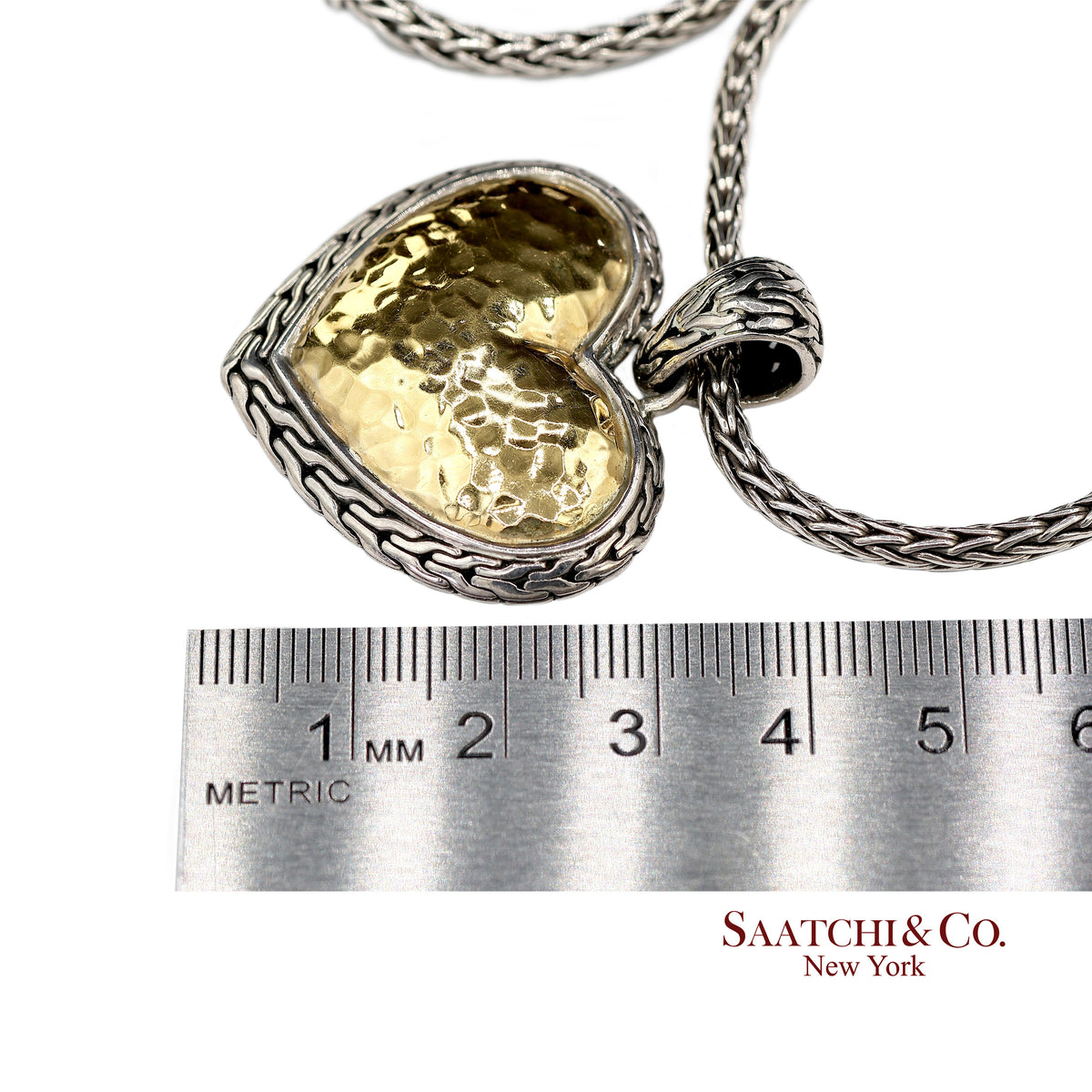 John Hardy 22K Yellow Gold and Sterling Silver Heart Pendant Necklace
