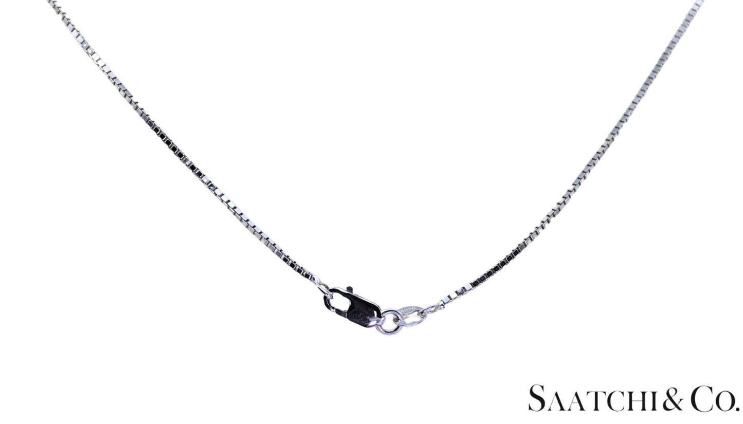 14K (585) White Gold Natural Diamond & Emerald Pendant With Chain