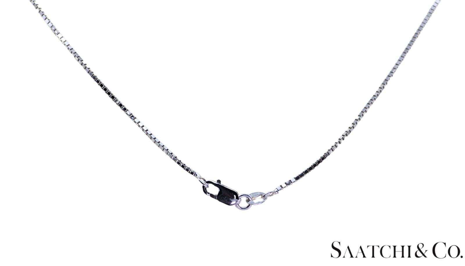 14K (585) White Gold Natural Diamond & Emerald Pendant With Chain