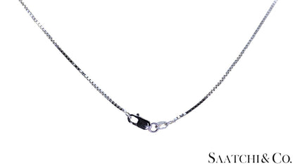14K (585) White Gold Natural Diamond & Emerald Pendant With Chain