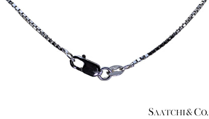 14K (585) White Gold Natural Diamond & Emerald Pendant With Chain