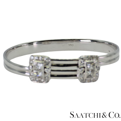18K (750) White Gold Adjustable Bangle Natural White VVS-VS Diamond