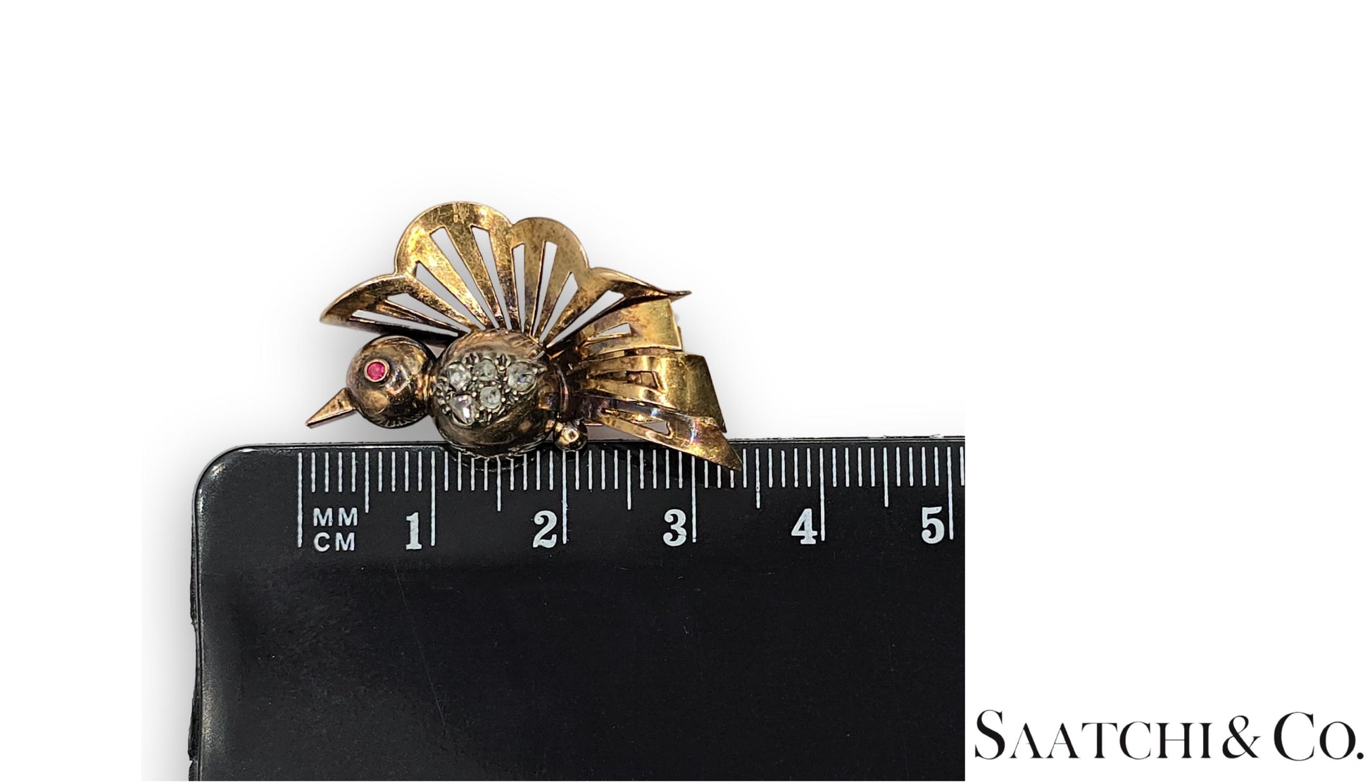 Vintage 18k (750) Yellow Gold Old Cut Natural Diamond Bird Shape Earrings