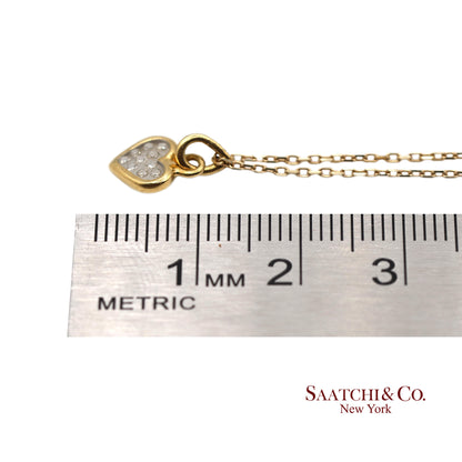 18K Natural Diamond Heart Shape Pendant with 14K Yellow Gold Chain