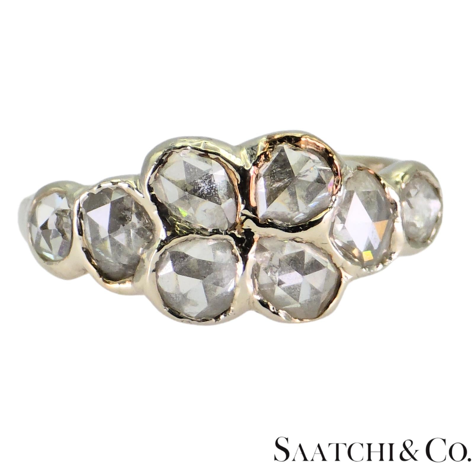 14k (585) White Gold Natural Rose Cut 1.4 Ct White Diamond, Size 5.5