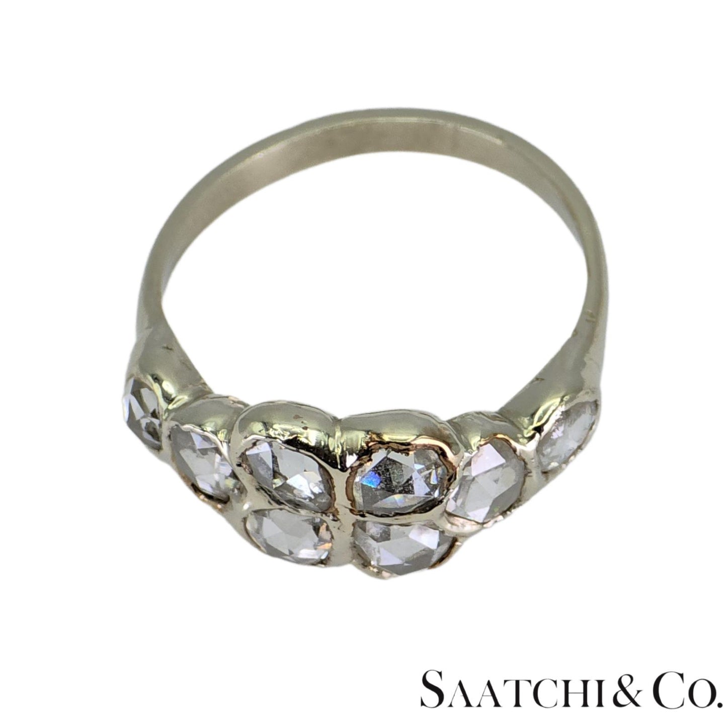 14k (585) White Gold Natural Rose Cut 1.4 Ct White Diamond, Size 5.5
