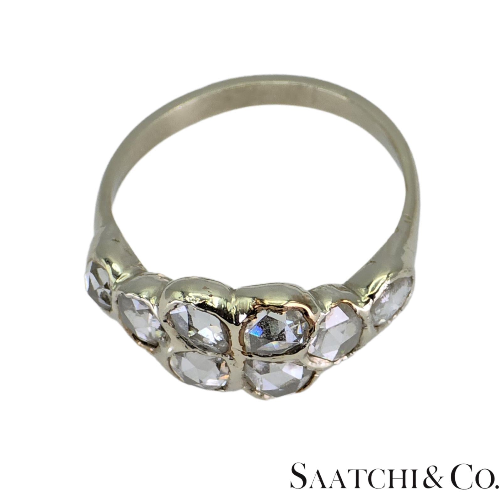 14k (585) White Gold Natural Rose Cut 1.4 Ct White Diamond, Size 5.5