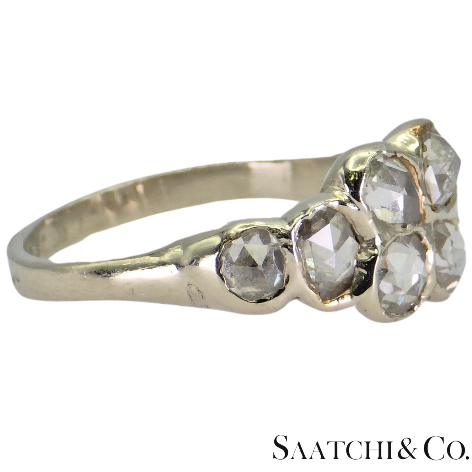 14k (585) White Gold Natural Rose Cut 1.4 Ct White Diamond, Size 5.5