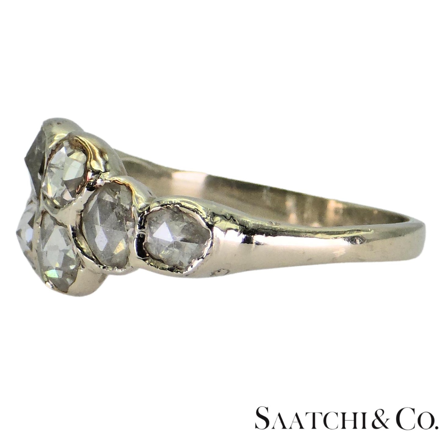 14k (585) White Gold Natural Rose Cut 1.4 Ct White Diamond, Size 5.5