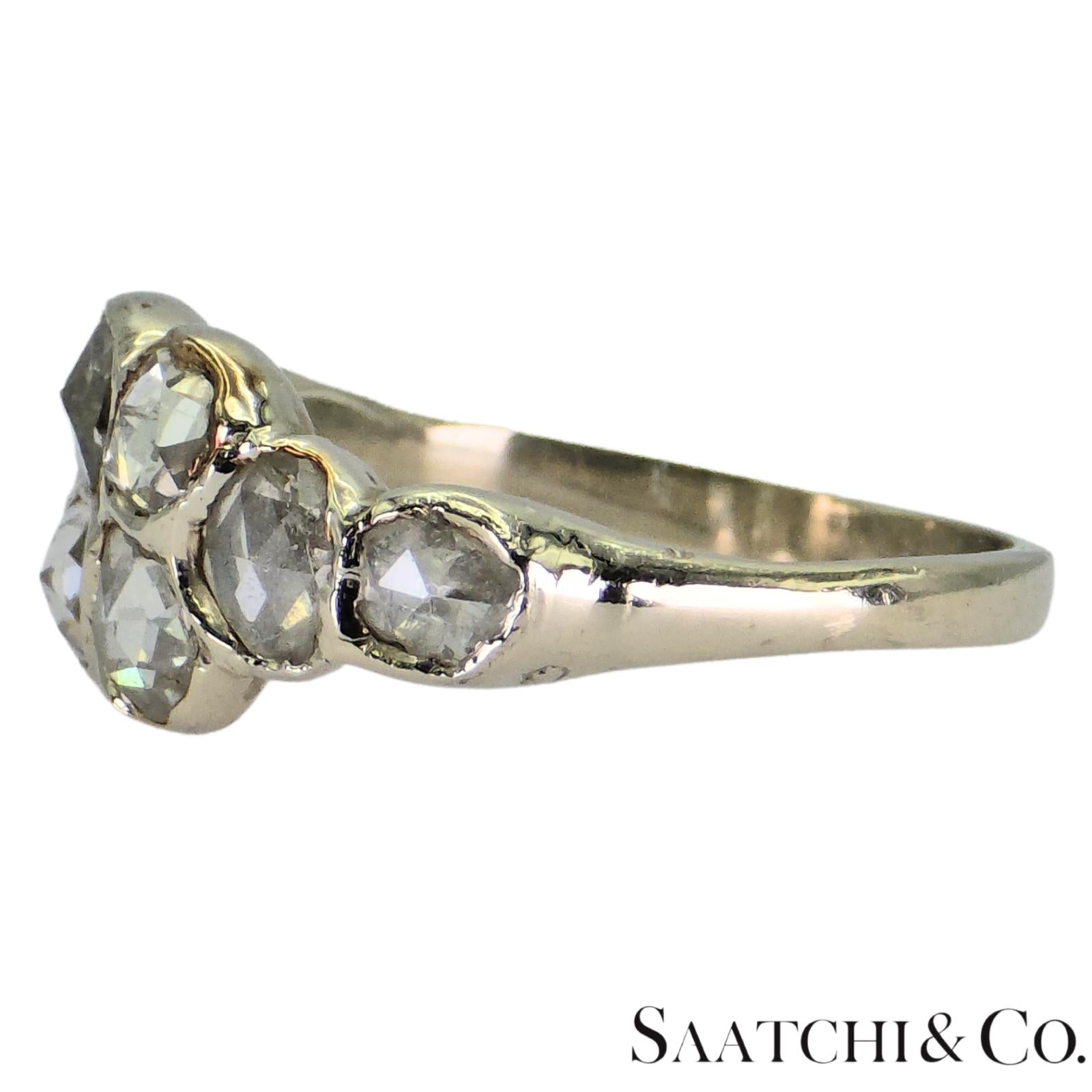 14k (585) White Gold Natural Rose Cut 1.4 Ct White Diamond, Size 5.5