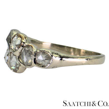 14k (585) White Gold Natural Rose Cut 1.4 Ct White Diamond, Size 5.5