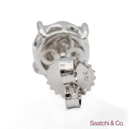14k (585) White Gold Round Cut Diamond Cluster Stud Earrings