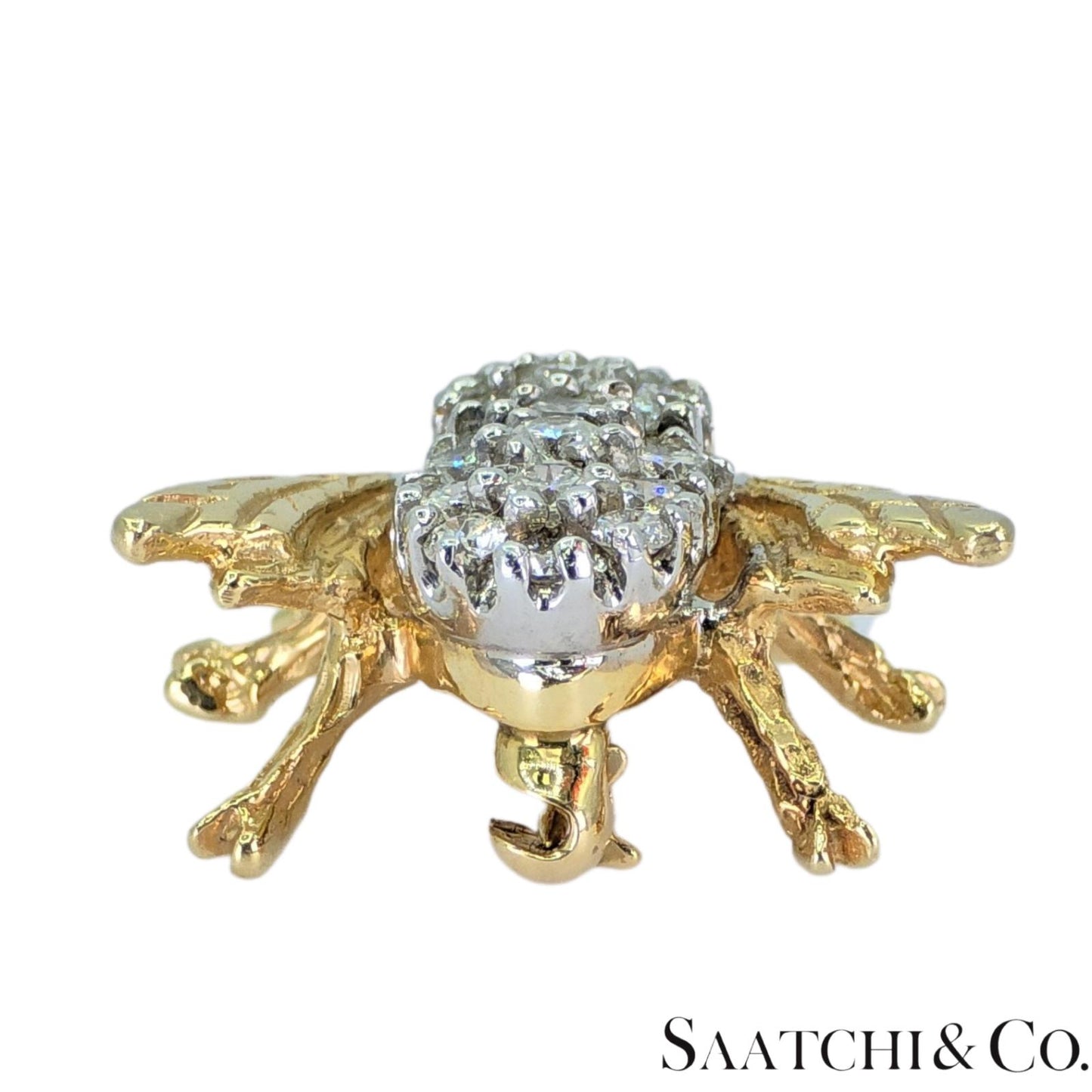 14k (585) Yellow Gold Natural Diamond Bee Shape Brooch/Pin
