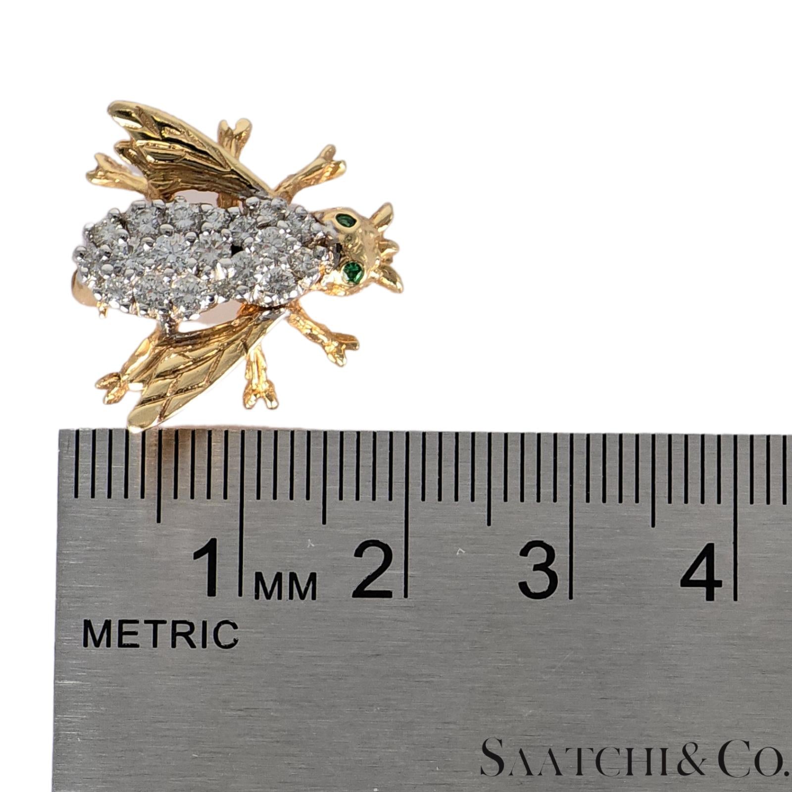 14k (585) Yellow Gold Natural Diamond Bee Shape Brooch/Pin