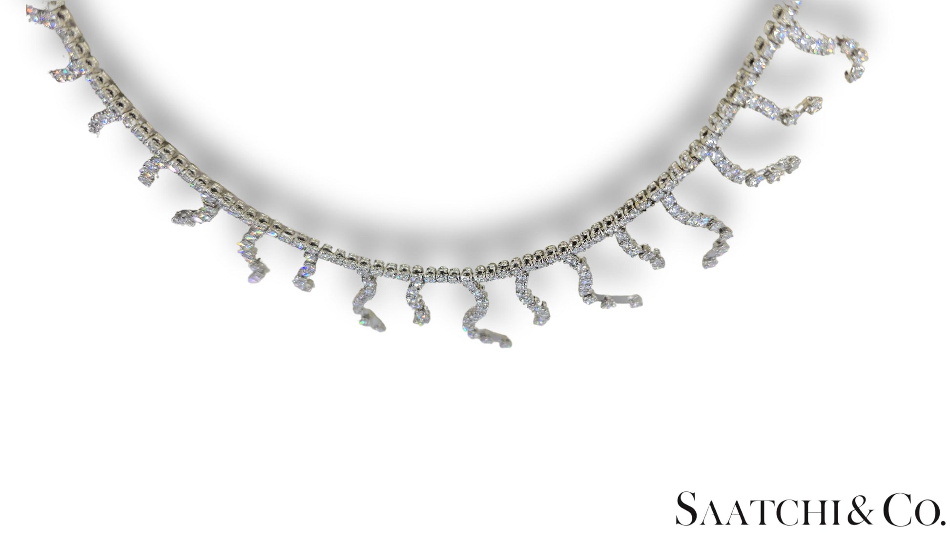 18K (750) White Gold - 12.60 Ct Natural Diamond -VVS: Necklace