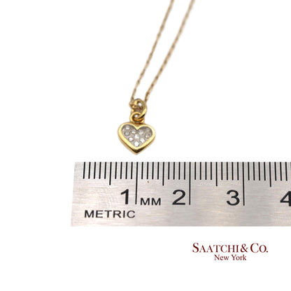 18K Natural Diamond Heart Shape Pendant with 14K Yellow Gold Chain