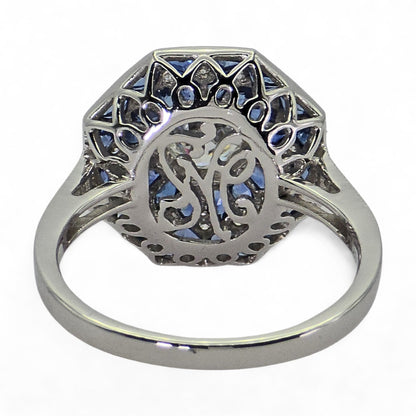 Stunning Brand New Platinum (950) Natural VVS Diamond & Blue Sapphire: Ring