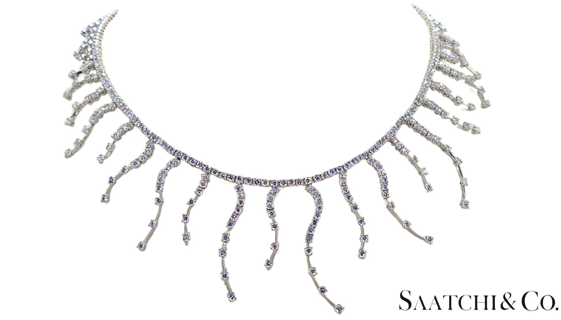 18K (750) White Gold - 12.60 Ct Natural Diamond -VVS: Necklace