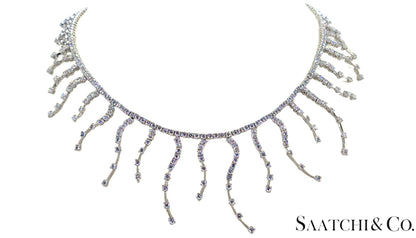 18K (750) White Gold - 12.60 Ct Natural Diamond -VVS: Necklace