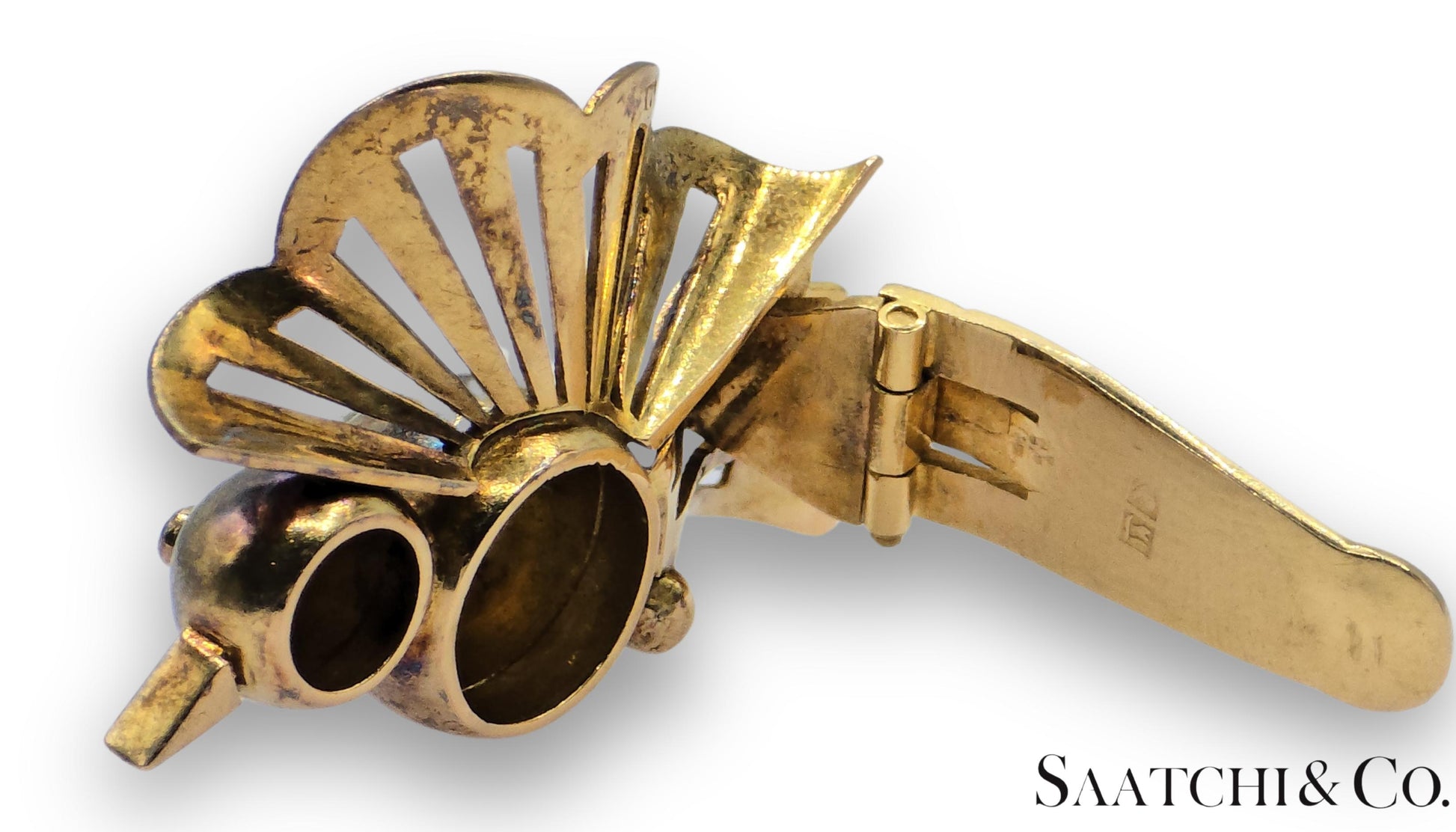 Vintage 18k (750) Yellow Gold Old Cut Natural Diamond Bird Shape Earrings