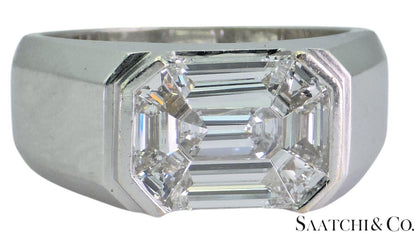 18K(750) White Gold -  LAB Created Diamond Illusion Setting Emerald Shape: Ring