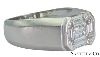 18K(750) White Gold -  LAB Created Diamond Illusion Setting Emerald Shape: Ring