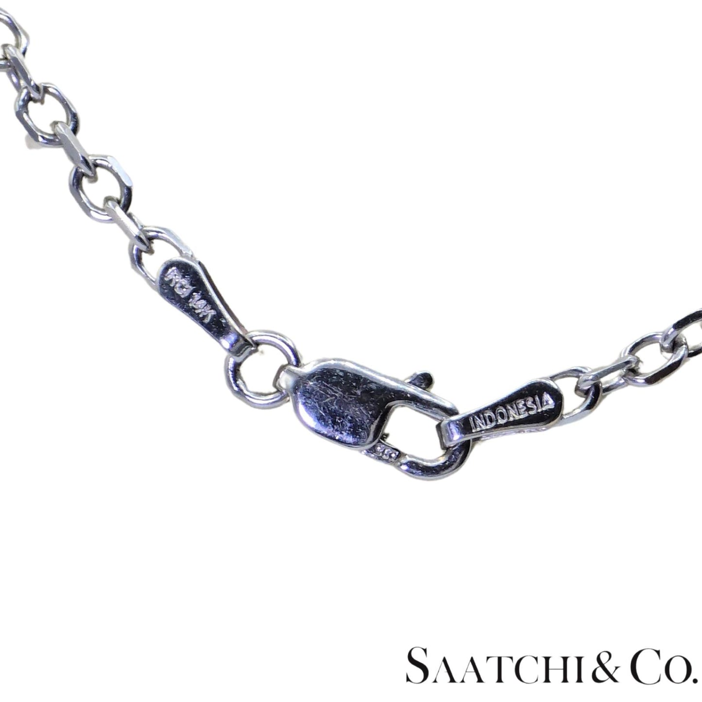 18K (750) White Gold - Natural : Aquamarine Stone, Diamond And Sapphire Pendant