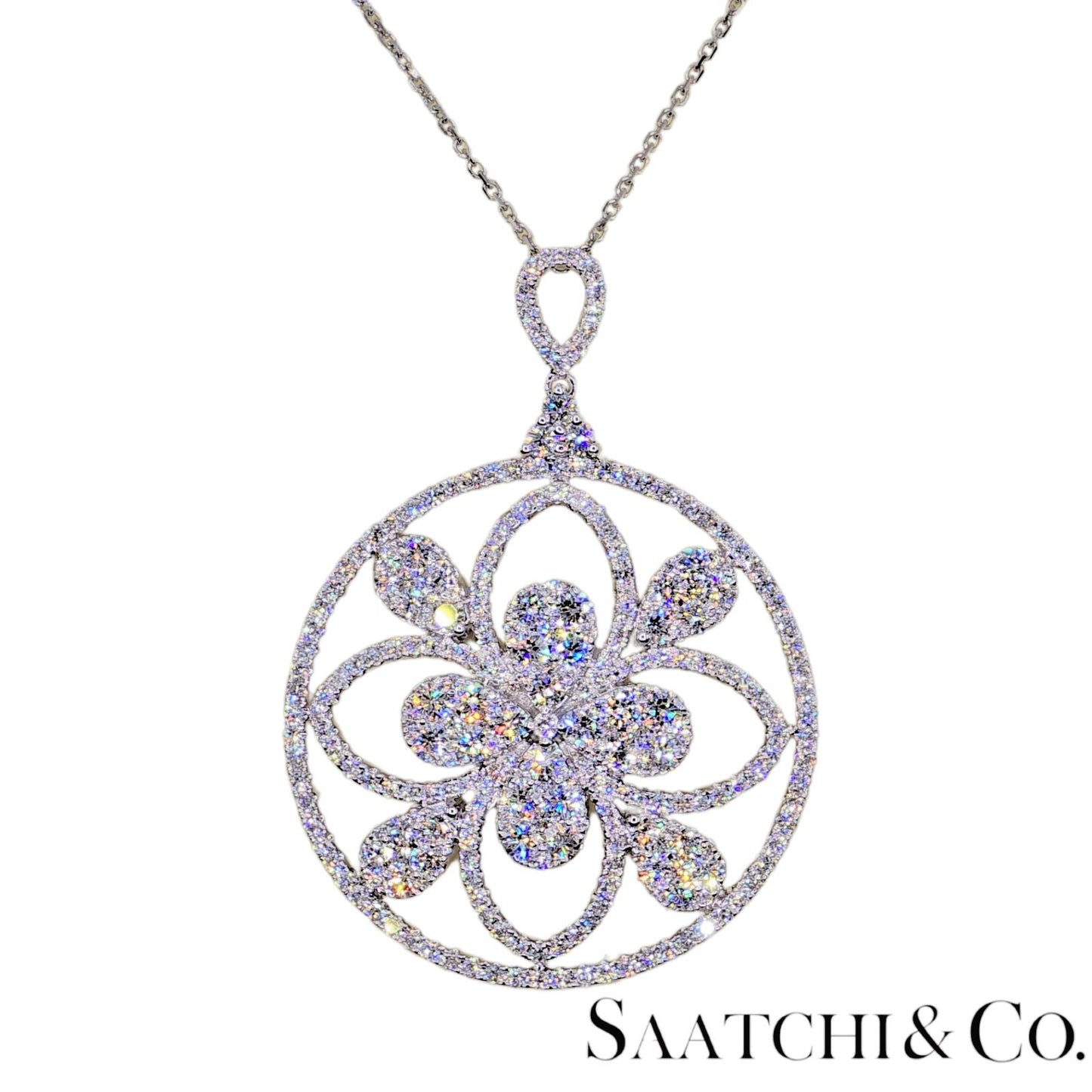 18K (750) White Gold Natural Brilliant Cut VVS Diamond: Pendant With Chain