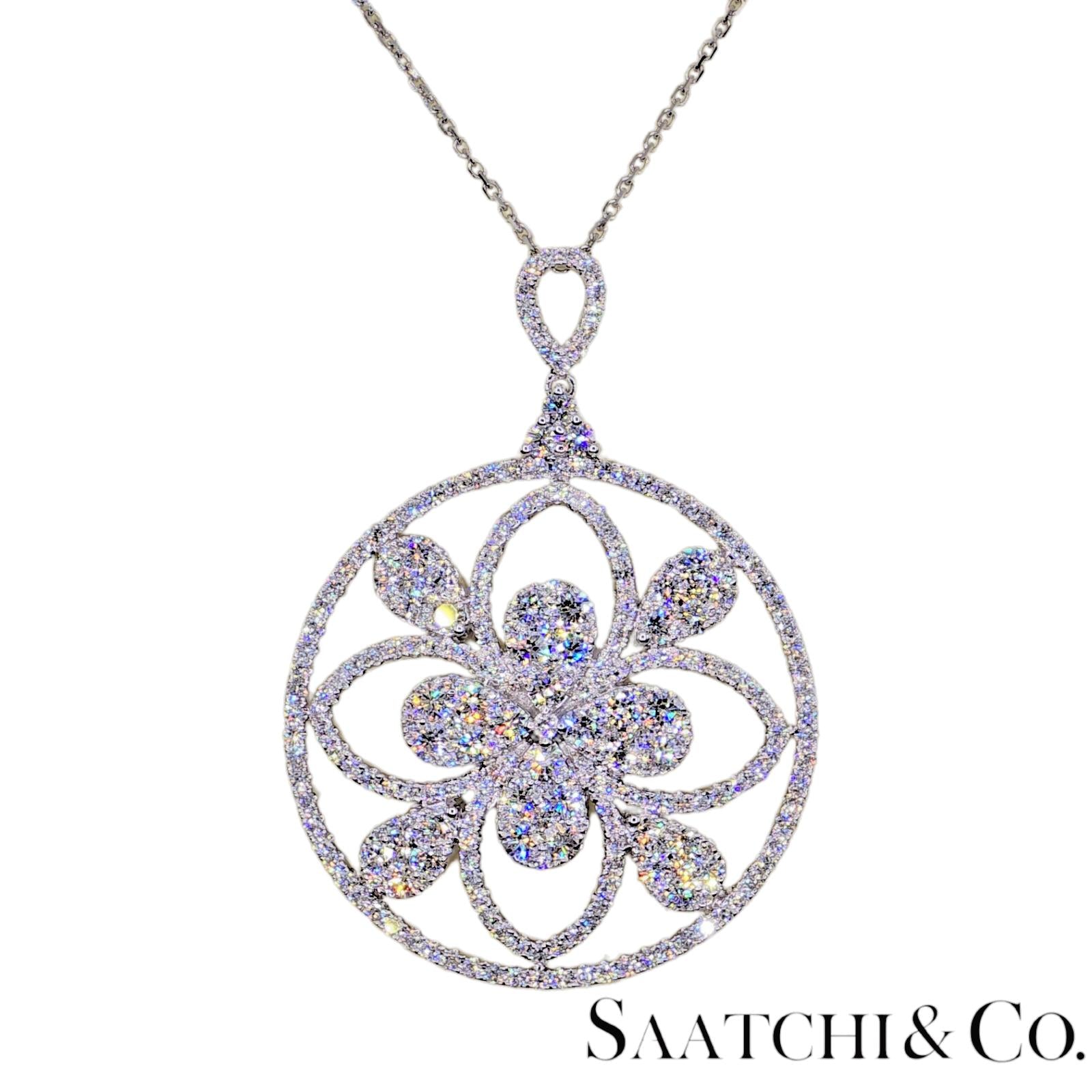 18K (750) White Gold Natural Brilliant Cut VVS Diamond: Pendant With Chain