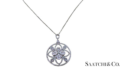 18K (750) White Gold Natural Brilliant Cut VVS Diamond: Pendant With Chain