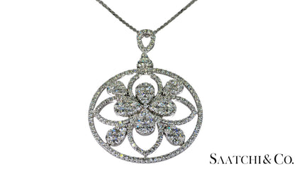 18K (750) White Gold Natural Brilliant Cut VVS Diamond: Pendant With Chain