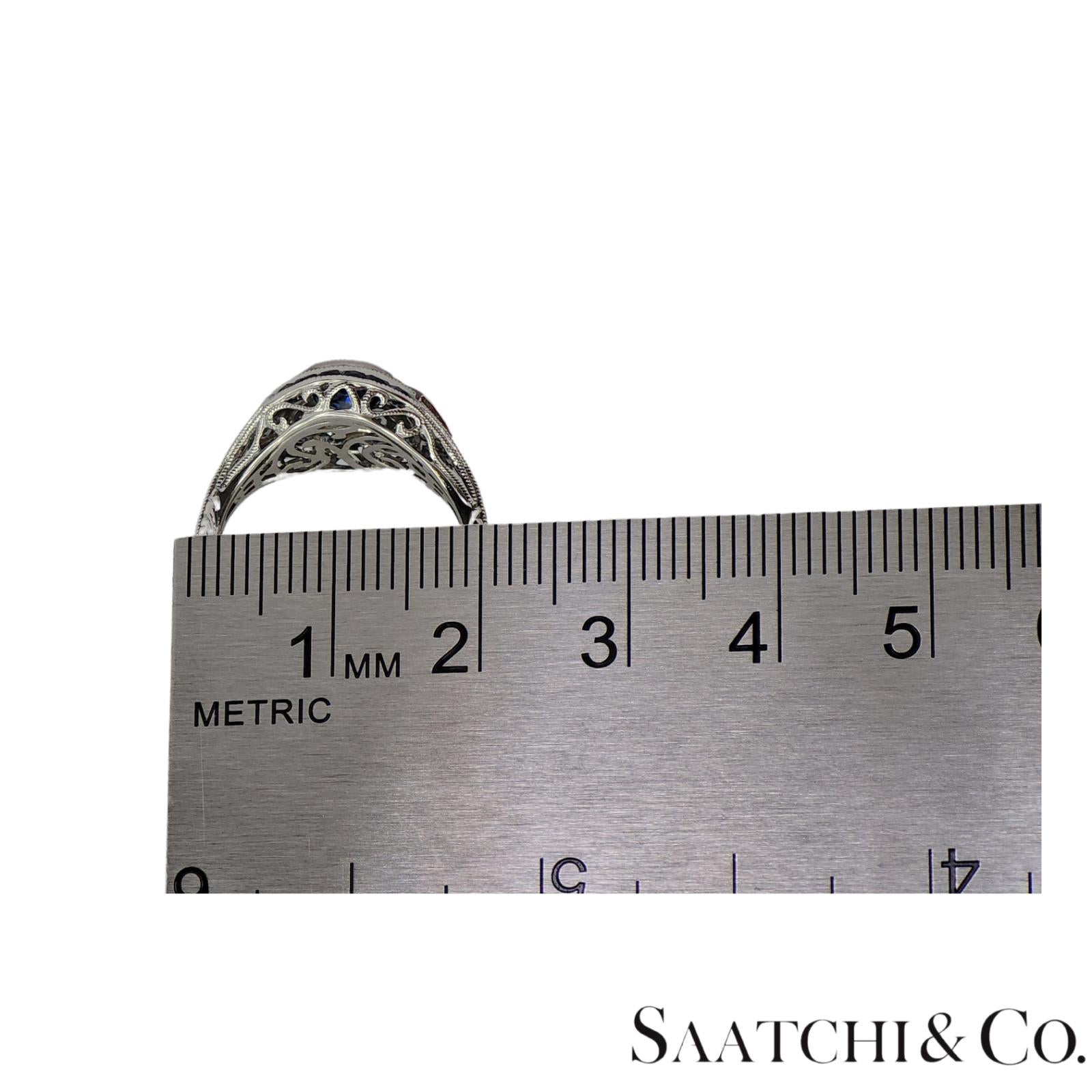 18K (750) White Gold Natural Diamond & Blue Sapphire Ring