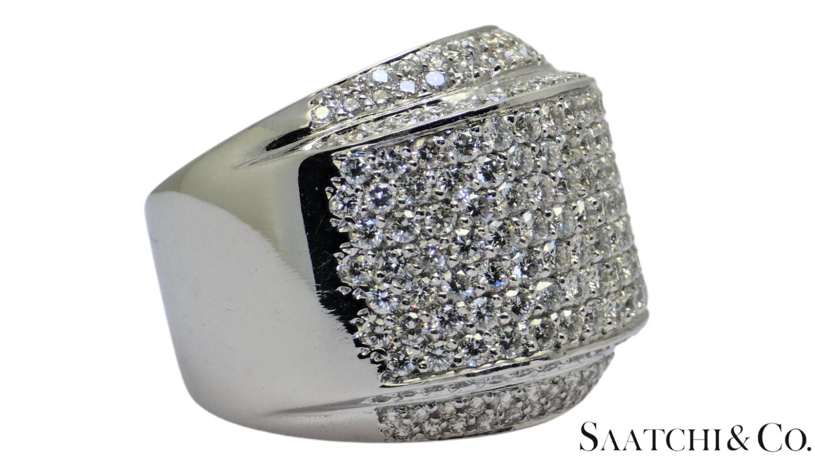 18K (750) White Gold Natural F-G Diamond Color Ring Size 8
