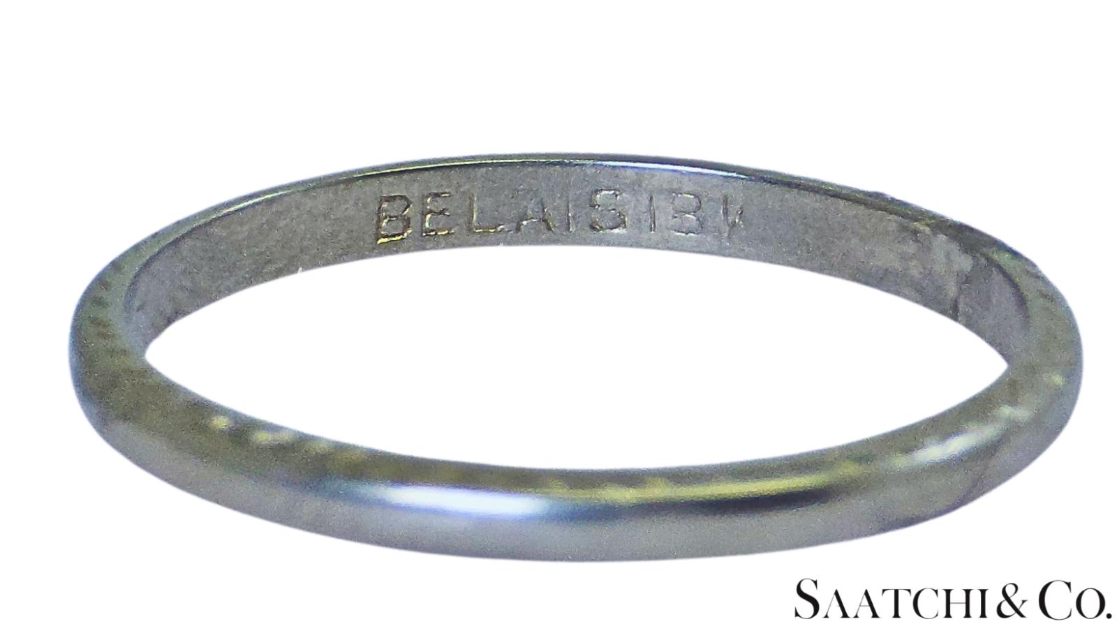 18K (750) White Gold Old - Vintage - Engraved Ring Band, Size 6.5