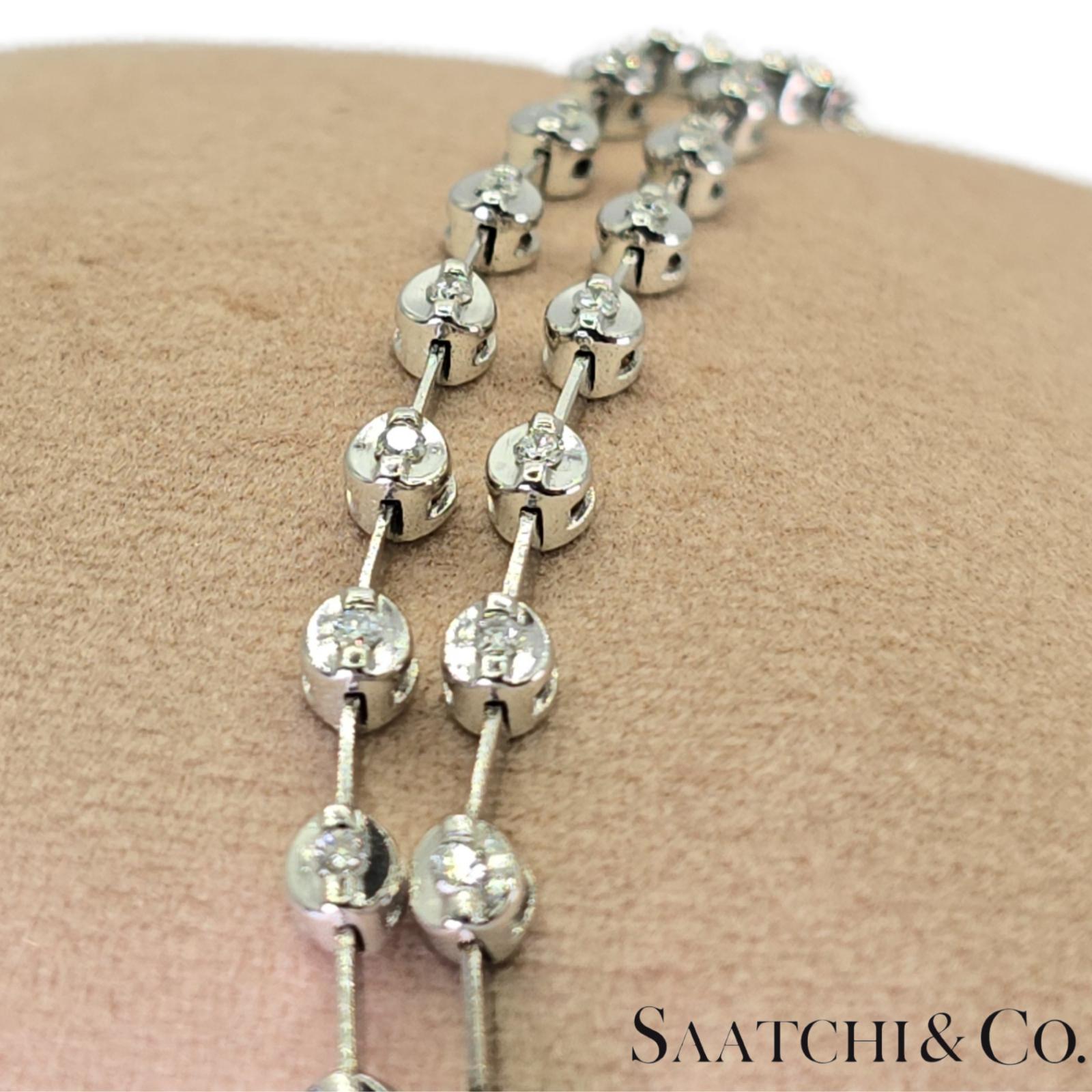 18K (750) White Gold Two Row Tennis Bracelet - 1.4 Ct Natural White Diamond
