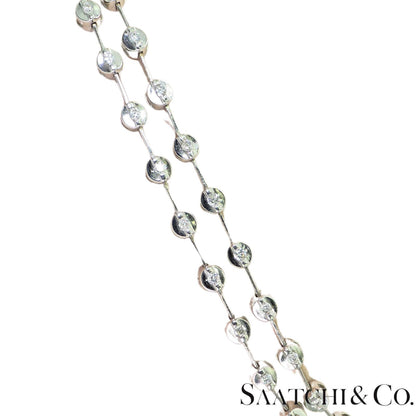 18K (750) White Gold Two Row Tennis Bracelet - 1.4 Ct Natural White Diamond