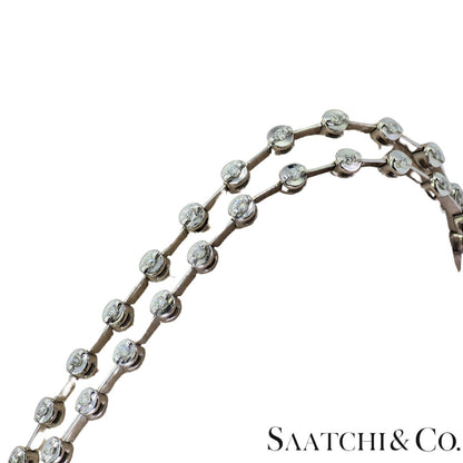 18K (750) White Gold Two Row Tennis Bracelet - 1.4 Ct Natural White Diamond
