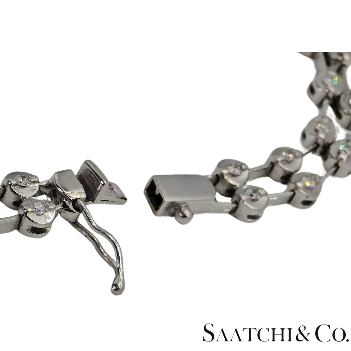 18K (750) White Gold Two Row Tennis Bracelet - 1.4 Ct Natural White Diamond