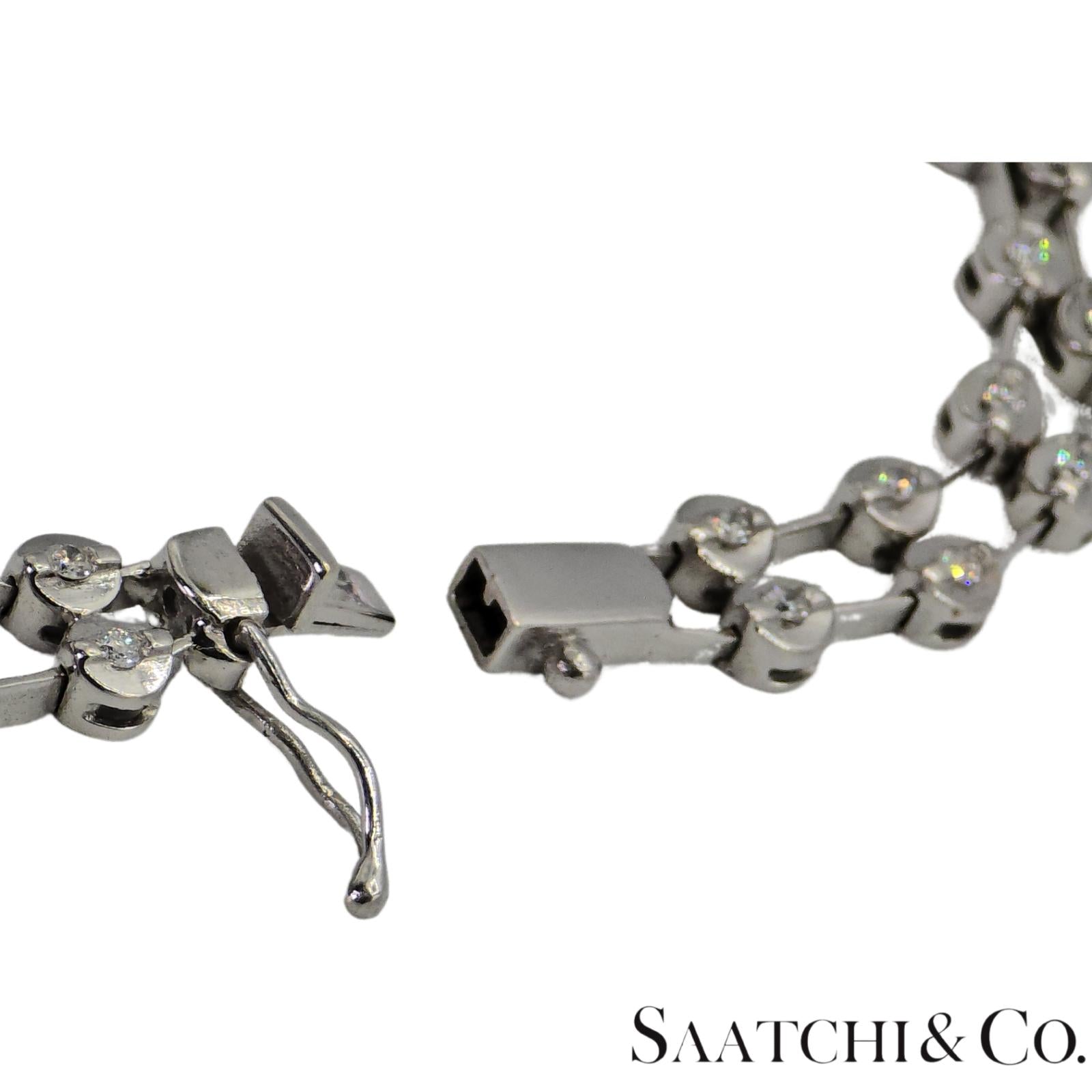 18K (750) White Gold Two Row Tennis Bracelet - 1.4 Ct Natural White Diamond