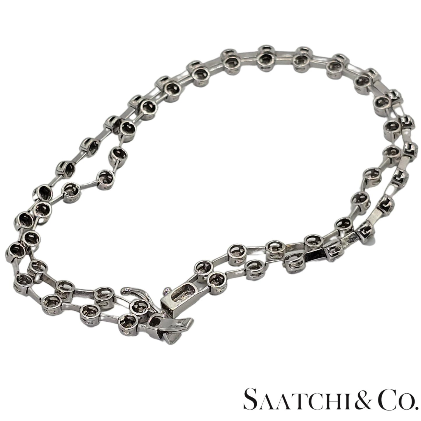 18K (750) White Gold Two Row Tennis Bracelet - 1.4 Ct Natural White Diamond